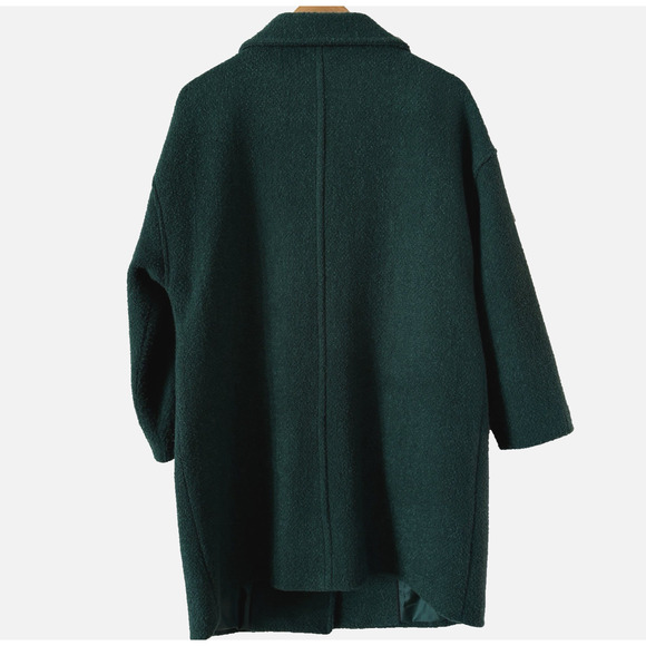 TALBOTS Boucle Wool Blend Overcoat Forest Green Winter Retro Outerwear S - Picture 8 of 14